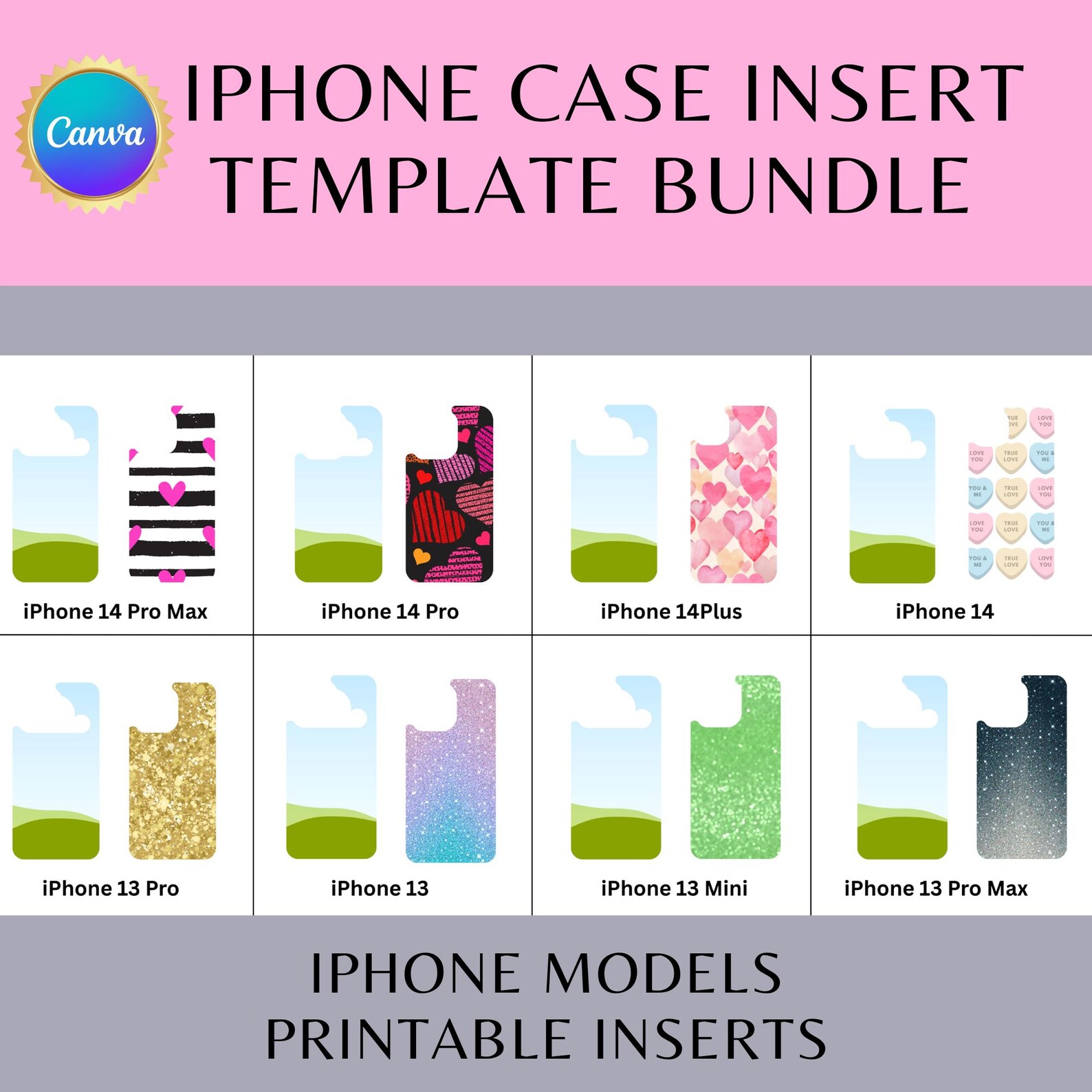 IPhone Case Insert Templates | Canva Phone Case Mockups| Customizable ...