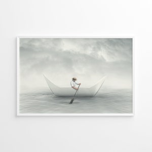 Surreale Kunst, Papierreise, abstrakte Kunst Druck, minimalistische Wandkunst, Surrealismus Malerei, einzigartige Wandkunst, Fotodruck in Museumsqualität Bild 2