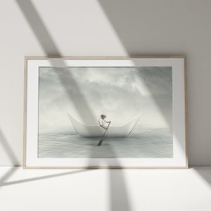 Surreale Kunst, Papierreise, abstrakte Kunst Druck, minimalistische Wandkunst, Surrealismus Malerei, einzigartige Wandkunst, Fotodruck in Museumsqualität Bild 3