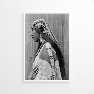 Indianka Amerykanka 1900, wydruk vintage, wydruk fotograficzny, wydruk czarno-biały, wydruk lifestylowy, wydruk fotograficzny jakości muzealnej