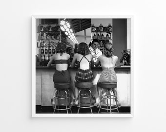 Women Drinking At Bar Wall Art, Atlantic City 1948, Vintage Print, Photography Print, Black White Photo, Museum Quality Photo Print