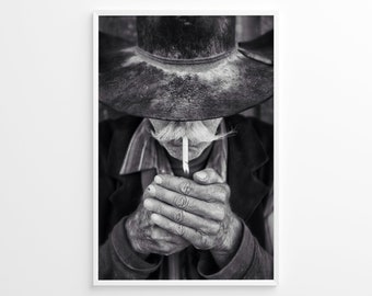 Vintage Cowboy Print, Western Print, Vintage Print, Photography Print, Black White Photo Print, Lifestyle Print, Museum Quality Photo Print
