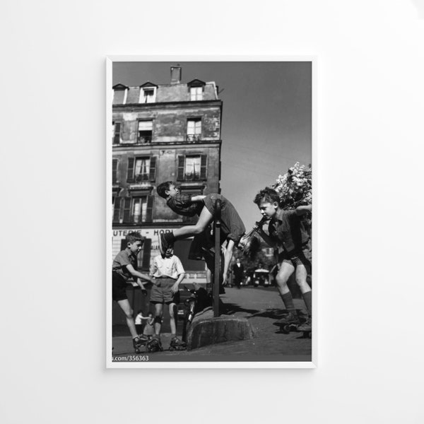 Enfants de la ville des années 50, rue vintage, impression de photographie, impression photo noir et blanc, impression style de vie, impression photo de qualité musée