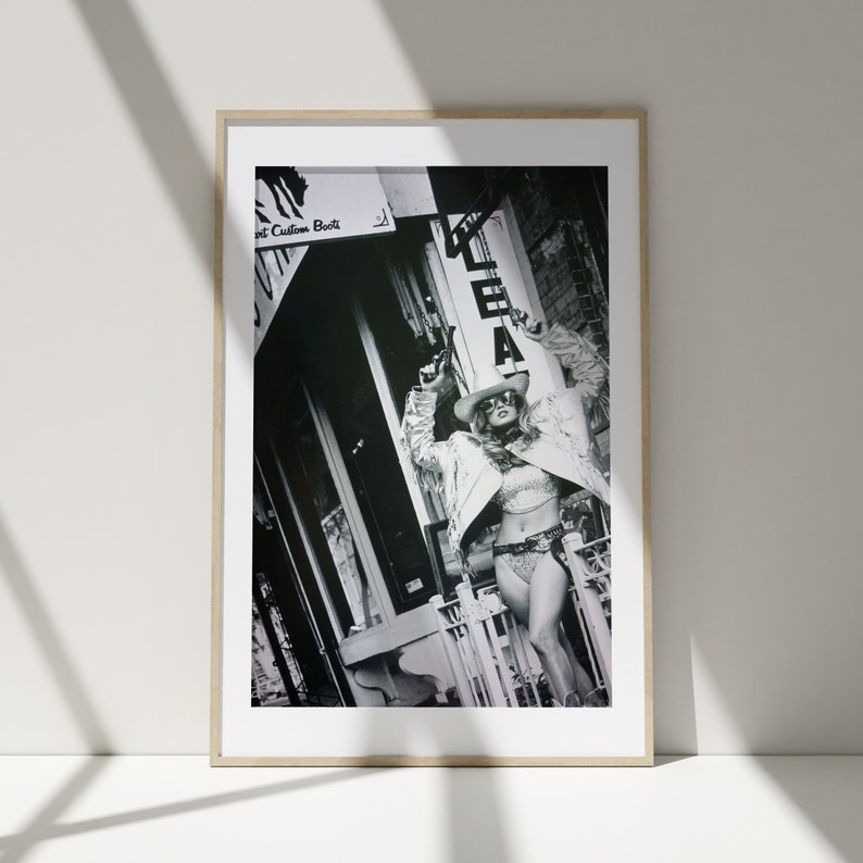 Cindy Crawford Cowgirl Print: Black and White Photography, Museum Quality image 3