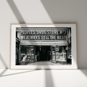 Vintage Pharmacy and Drug Store, Washington 20s, Vintage Print, Photography Print, Black White Photo Print, Museum Quality Photo Print image 3