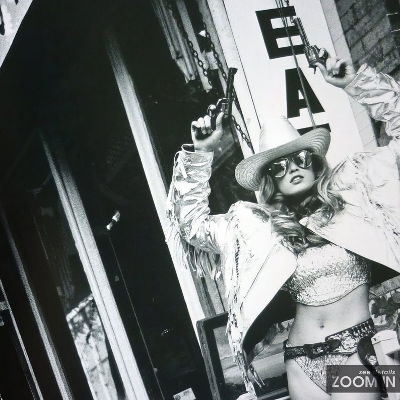Cindy Crawford Cowgirl Print: Black and White Photography, Museum Quality image 4