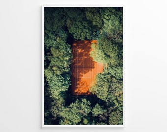 Tennis Court Colorful Decor, Sports Prints Print, Landscape Aerial View, Photography Print, Lifestyle Print, Museum Quality Photo Print