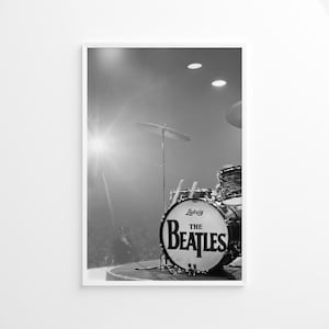 Stampa della batteria dei Beatles, poster artistico dei Beatles, rock 'n' roll, stampa fotografica, stampa fotografica in bianco e nero, stampa fotografica di qualità museale