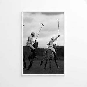 Cartaz de esportes de polo, arte de parede de cavalo, impressão vintage, impressão de fotografia, impressão de foto em preto e branco, impressão de estilo de vida, impressão de foto com qualidade de museu
