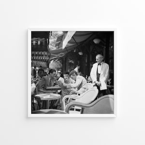 パリのカフェ 1900年代～1938年代、バーカフェカート、ヴィンテージプリント、写真プリント、白黒写真プリント、ライフスタイルプリント、美術館品質の写真プリント
