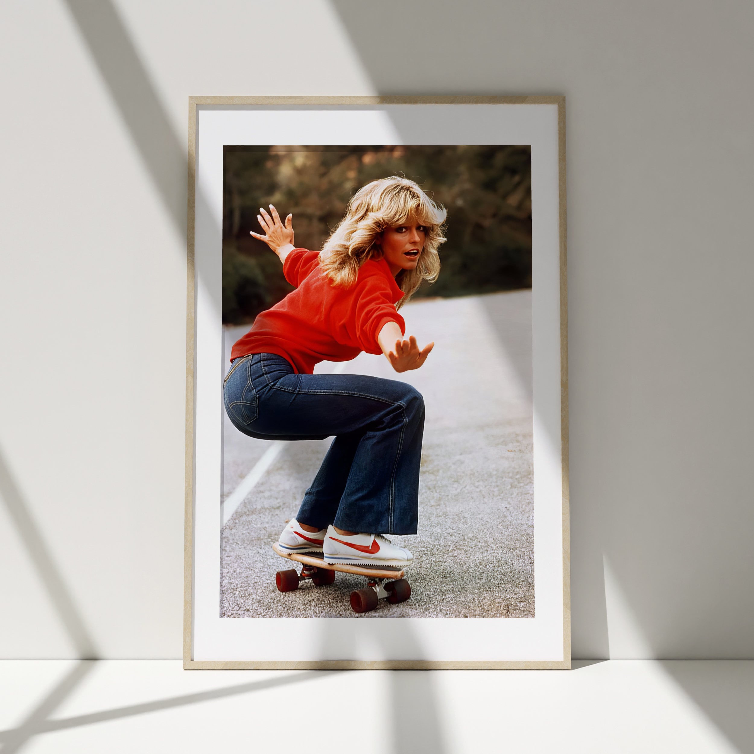 Farrah Fawcett Skateboard Photo Print, Vintage Style Art - Etsy