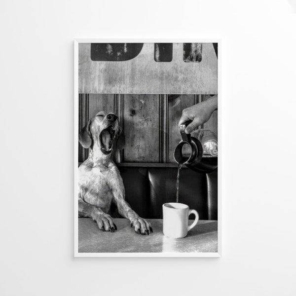 Coffee for Dogs, Vintage Print, Photography Print, Black White Photo Print, Lifestyle Print, Museum Quality Photo Print