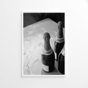 Plakat z kieliszkami do szampana, sztuka na barze w stylu vintage, wydruk barowy, plakat z alkoholem, wydruk fotograficzny, wydruk lifestylowy, wydruk fotograficzny w jakości muzealnej