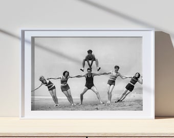 1930s Beach Vintage Print, Photography Print, Black White Photo Print, Lifestyle Print, Museum Quality Photo Print