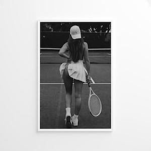 Plakat tenisowy, plakat sportowy, wydruk ścienny vintage, wydruk fotograficzny, wydruk czarno-biały, wydruk lifestylowy, wydruk fotograficzny jakości muzealnej