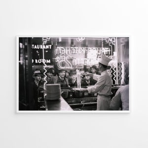 Italian Spaghetti Restaurant, Vintage Print, Photography Print, Black White Photo Print, Lifestyle Print, Museum Quality Photo Print image 2