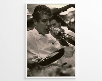 Anthony Bourdain Print, Chef Cooking Poster, Kitchen Wall Decor, Photography Print, Black White Photo Print, Museum Quality Photo Print
