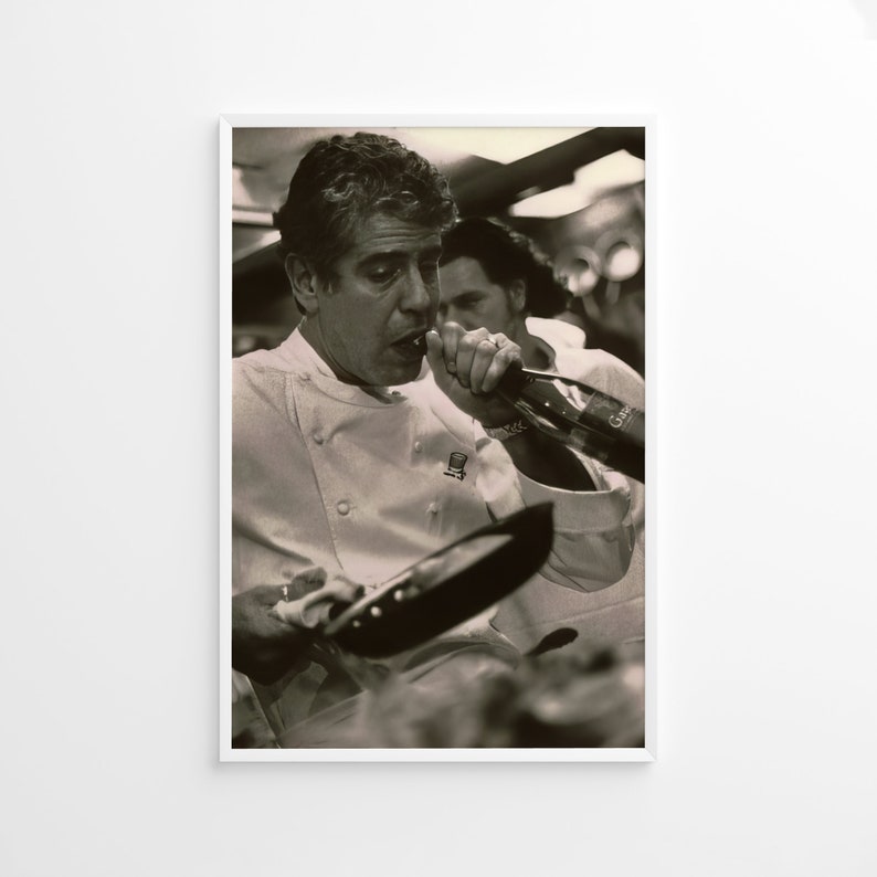 Impression d'Anthony Bourdain, affiche de cuisine de chef, décoration murale de cuisine, impression de photographie, impression de photo noir et blanc, impression de photo de qualité musée image 1