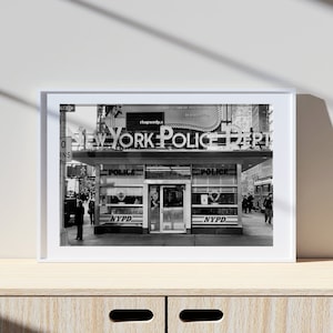 Dipartimento di Polizia di Times Square, New York, stampa vintage, stampa fotografica, stampa fotografica in bianco e nero, stampa lifestyle, stampa fotografica di qualità museale