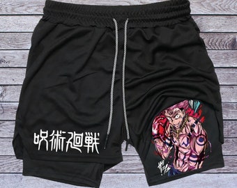 JJK Anime Mens Gym Graphic Compression Shorts #546-550