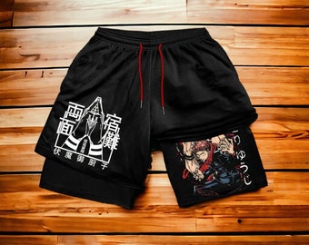 Anime Sorcerer Character Inspired Unisex Gym Compression Shorts #415-422