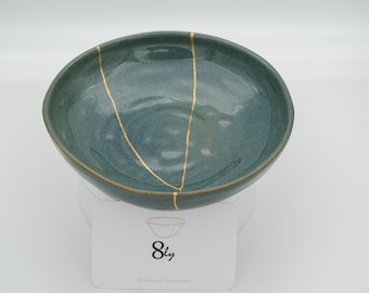 kintsugi tradizionale - Ciotola grigio blu (15 cm x 3,5 cm)