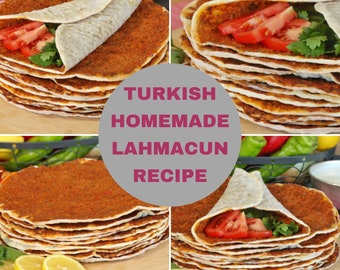 Turkish Traditional Lahmacun Recipe, Homemade Turkish Food Recipe Book pdf, Turkish Cuisine Recipe E Book, Turkish Kitchen Digital Recipe