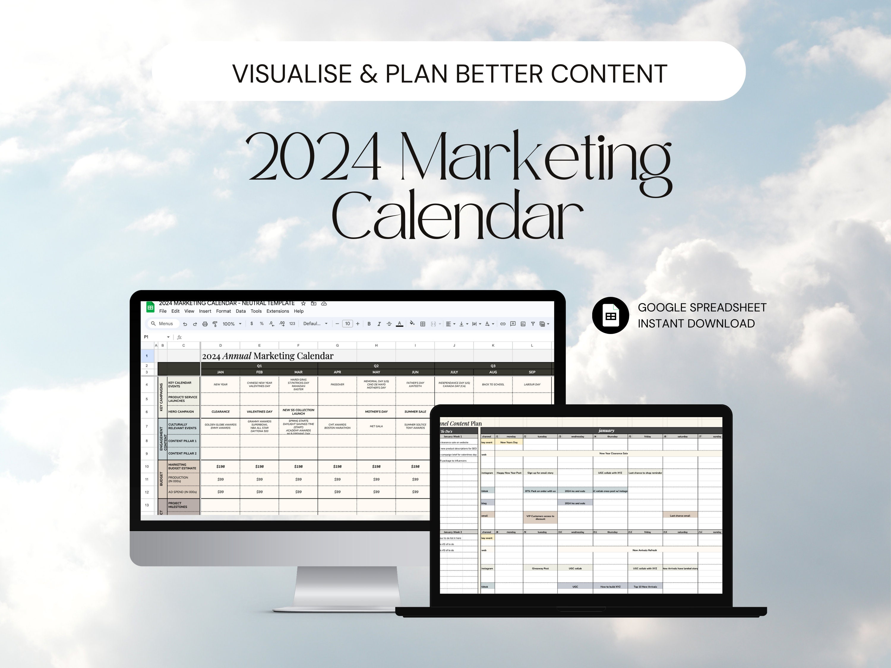2024 Marketing Calendar Template Content Plan - Etsy