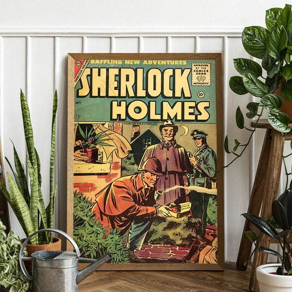 Comic Book Sherlock Holmes poster, Sherlock Movie Poster, Minimalist Movie Poster, Art Print, Wall Decoration Poster Print Wall Art