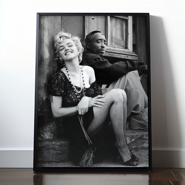 Marilyn Monroe Poster, Tupac Poster, Schwarz-Weiß, Marilyn Monroe Druck, Modefotografie, Beauty Room Dekor, Old Hollywood Print,