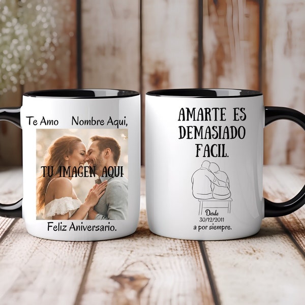 Taza Personalizada con Foto, Taza Personalizada, Taza con Foto Personalizada,Taza de Aniversario, Regalo de Aniversario para Él o Ella