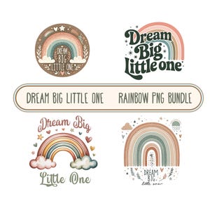 Ensemble PNG Dream Big Little, fichiers à sublimation arc-en-ciel pour bébé bohème, chambre d'enfant, citations imprimables pour POD, cadeaux pour bébé, conceptions d'art pour chambre d'enfants