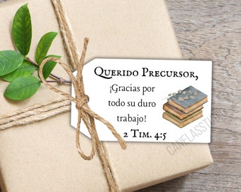 JW Etiquetas Imprimibles, Spanische Pionier Geschenkanhänger zum ausdrucken, Danke Geschenke, Spanisch Download, Jw Regalos Precursor, Jw Printables