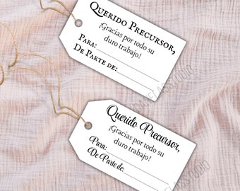 JW Etiquetas Imprimibles, Spanish Printable Pioneer Gift Tags, Thank You Gifts, Spanish Download, Jw Regalos Precursor, Jw Printables