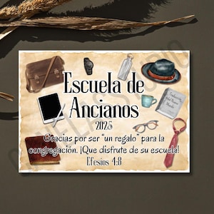 JW Elder School Gifts Spanish, JW Elder Appreciation, JW Elder Card, Anciano jw, jw printables Spanish, Escuela para Ancianos, jw spanish