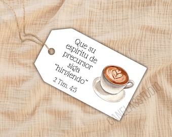 JW Etiquetas Imprimibles, Spanish Printable Pioneer Gift Tags, Thank You, Spanish Download, Regalos Precursor, Jw Printables, cafe, coffee
