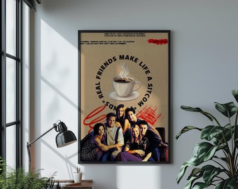 Friends Retro Poster, 90s TV Show Wall Art, Vintage Friends Print, Minimalist Room Decor, Classic Sitcom Poster, Fan Art Gift