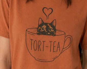 Camiseta de gato carey, gato carey, camiseta de té carey para amantes del té, colores cómodos 1717