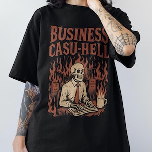 Business-casu-hell: zakelijk casual grafisch T-shirt, comfortabele kleuren 1717