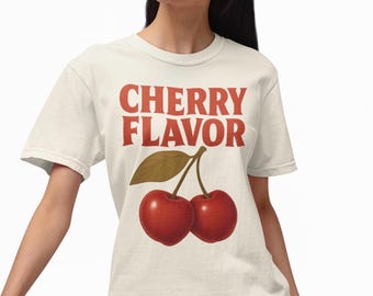 Camiseta gráfica con sabor a cereza: Camisa retro Fruitcore Y2K con colores cómodos
