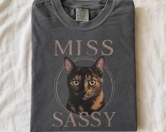 Camiseta de gato tortuga, camiseta Miss Sassy para amantes de los gatos tortuga, colores cómodos, regalo para mamá