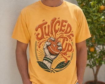 Camiseta con estampado de rodajas de naranja, camiseta Comfort Colors Fruit Juiced Up Gym Farmers Market