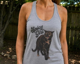 Camiseta sin mangas Spicy Girl Tortie, camiseta sin mangas Raceback Carey Cat Mom, camiseta Tortitude