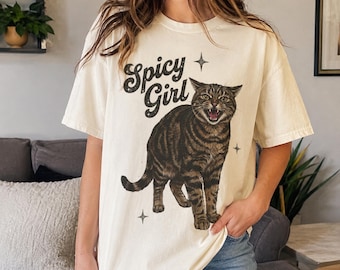 Camiseta de gato atigrado, camiseta de colores cómodos para chicas picantes, regalo para mamás de gatos