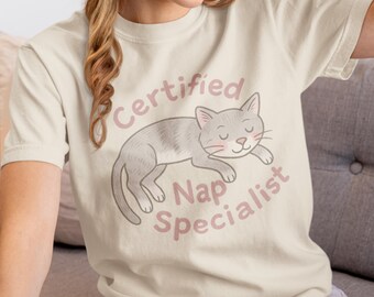Certified Nap Specialist Shirt – Comfort Colors Cat Tee, Cozy Cat Lover Gift