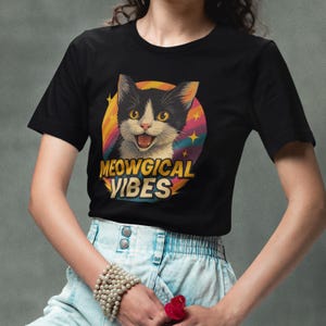 Retro Rainbow Kitty Tee: Meowgical Cat Lover Shirt