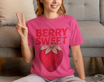 Vintage Strawberry Graphic Tee: Comfort Colors Summer Shirt