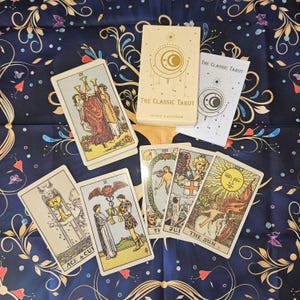 Tarotkaartenspel, tarotkaarten voor beginners, Rider Waite-tarotkaarten, waarzeggerijkaarten, waarzeggerijtarot, spirituele cadeauset, altaarkleed