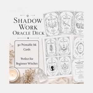 Shadow Work Oracle Deck For Beginner Witches | 30 Printable Oracle Cards | Self Reflection & Journaling Digital Download