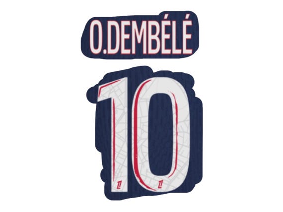 Flocage Dembélé N°10 2024/2025, Maillot Domicile Paris, Version Coupe